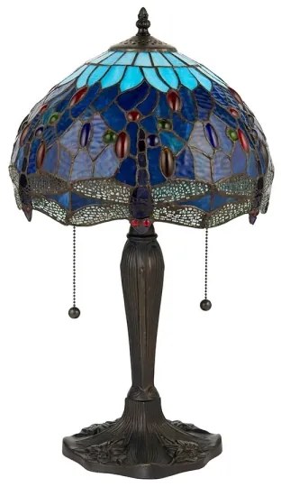 Endon 64090 - Lampă de masă Tiffany DRAGONFLY, 2xE27/60W/230V, Ø 30 cm