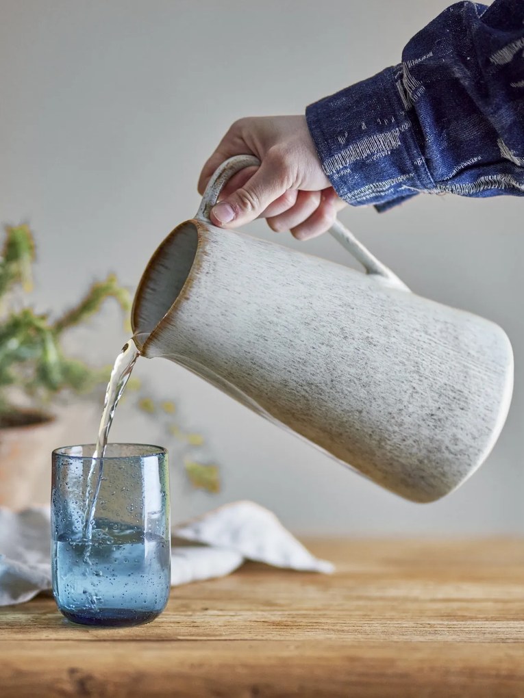 Carafă din ceramică artizanală natur cu finisaj texturat în tonuri de bej și maro, 1500 ml, 13×24 cm, „Fleur"