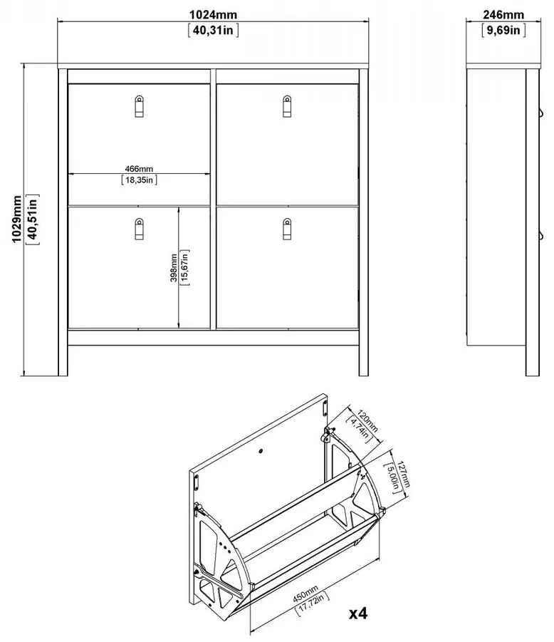 Suport pentru pantofi Real larg, alb