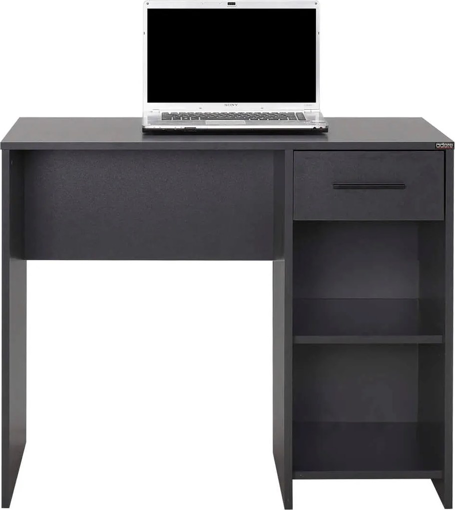 Birou Modern Adore Concept cu Sertar și 2 Rafturi, Alb - Maro - Stejar - Antracit, 90x52x75 cm