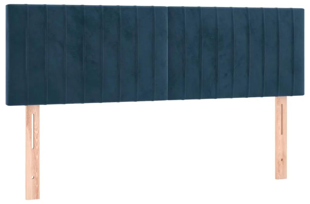 346254 vidaXL Tăblii de pat, 2 buc., albastru închis, 72x5x78/88 cm, catifea