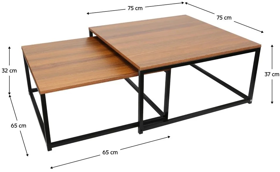 Set 2 buc măsuțe cafea Hustler Typ 1 (nuc + negru). 1075391