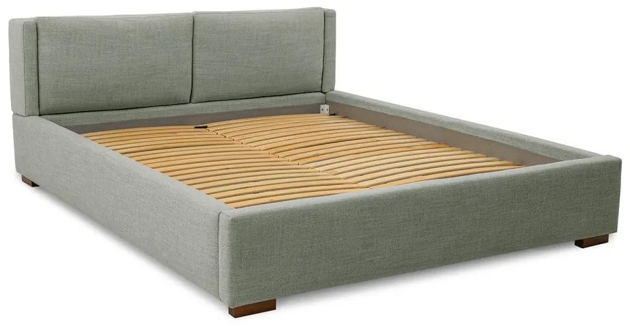 Pat matrimonial gri tapițat cu somieră 160x200 cm Dreamer – Scandic