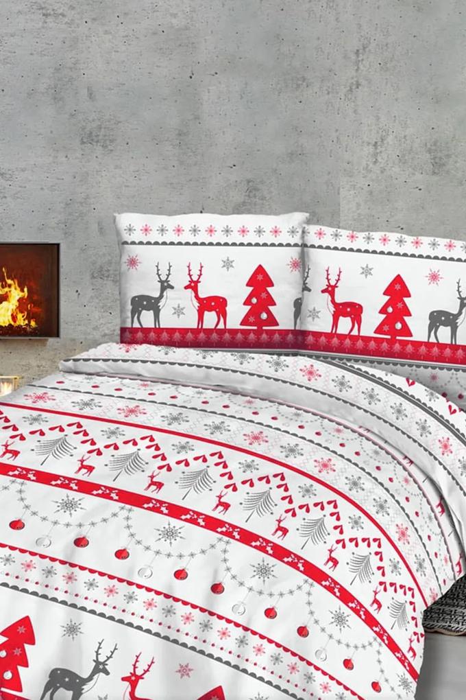 Lenjerie de pat din flanel Sobíci model de Crăciun alb