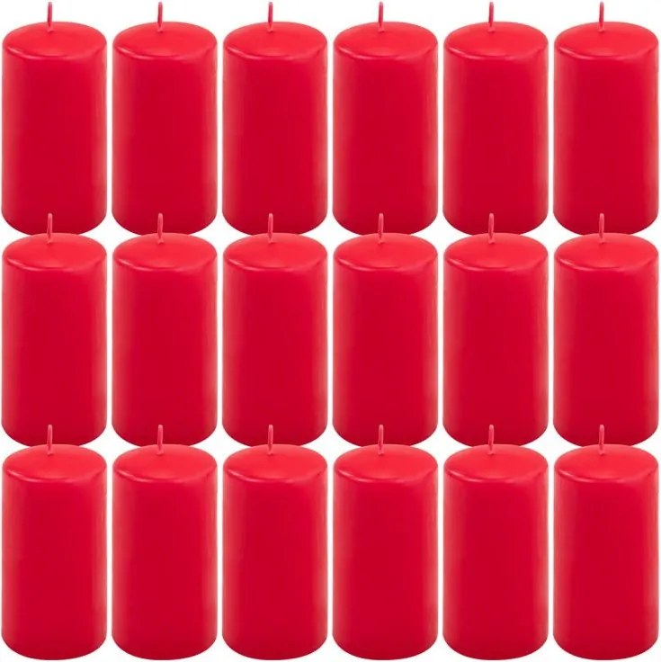Set de lumânări pilon, 11,5 cm, Ø 6 cm, roșu, 18 buc.
