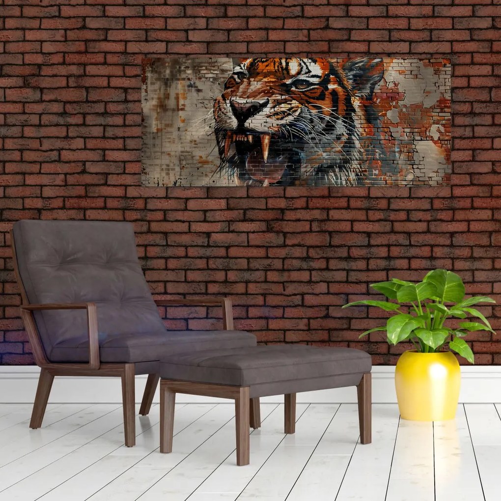 Tablou - Tigru din Cărămizi (120x50 cm)