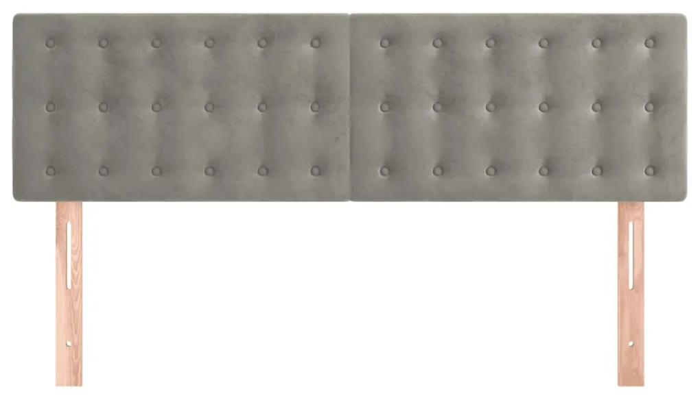 Tablii de pat, 2 buc., gri deschis, 72x5x78 88 cm, catifea 2, Gri deschis, 144 x 5 x 78 88 cm