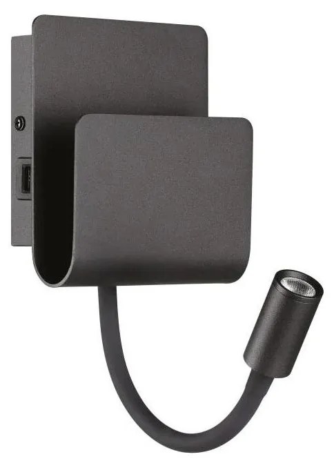 Spot LED de perete Ideal Lux PROBE LED/9,5W/230V USB CRI 90 negru