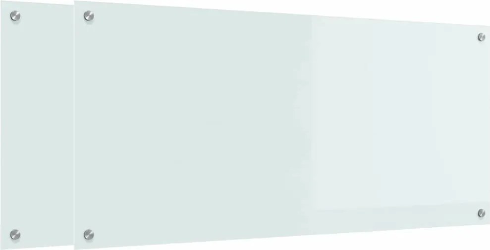 vidaXL Panou de bucătărie 2 pcs Alb 110 x 50 cm sticlă securizată