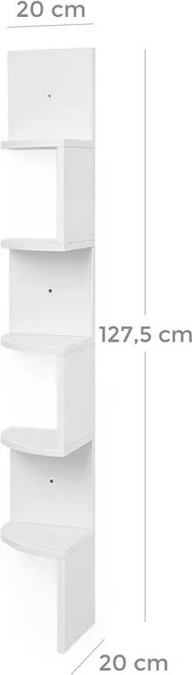 Raft / bibliotecă CIK-CAK, 20x20x127,5cm, alb Vasagle