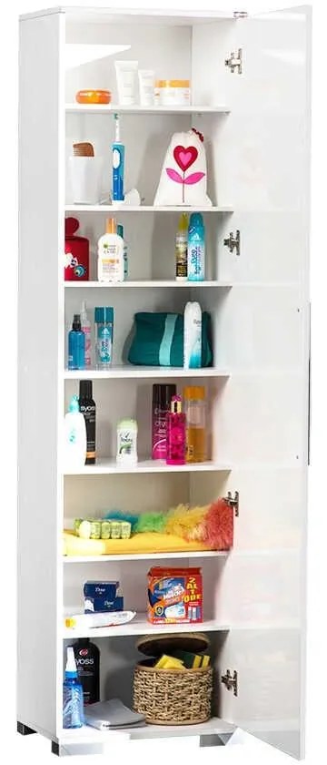 Dulap Multifunctional Adore Diamond, 8 rafturi, Usa reversibila, Alb 50 x 187 x 35 cm