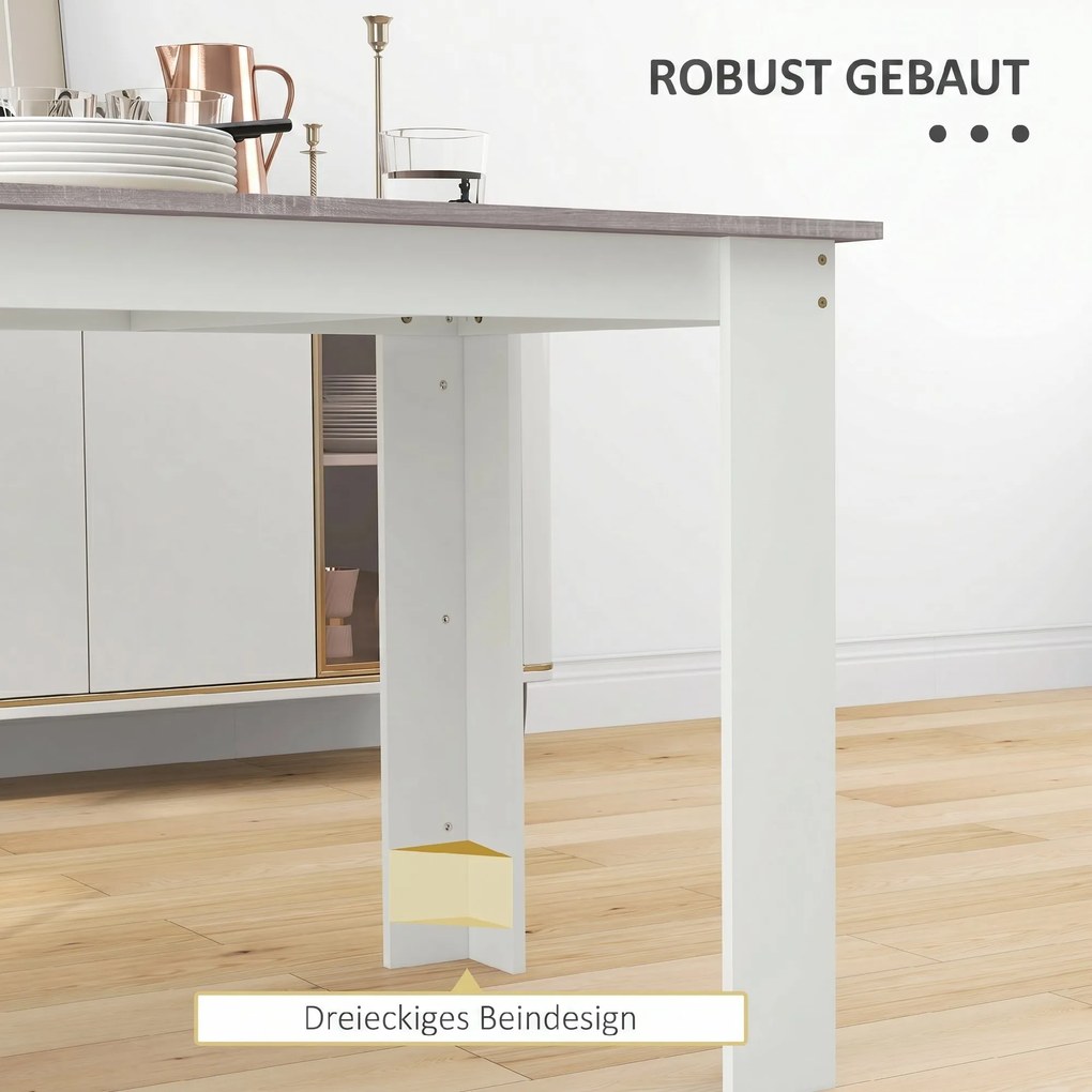 HOMCOM Masă Modernă de Dining pentru 4-6 Persoane 120x69x75 cm Gri și Alb | Aosom Romania