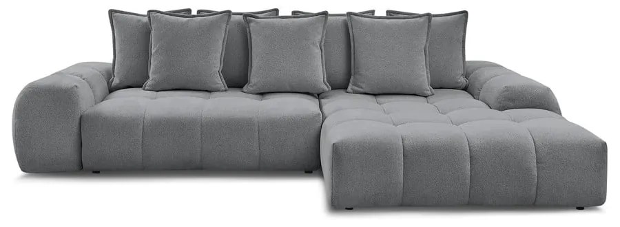 Colțar gri închis extensibil/cu spațiu de depozitare cu tapițerie din chenille (cu colț pe partea dreaptă/cu șezlong) Everest – Bobochic Paris