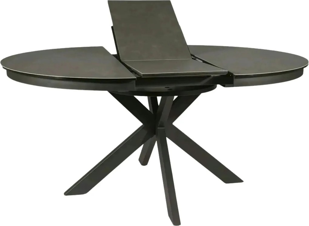 Masa rotunda extensibila 120 cm PORTO, gri inchis/negru mat, sticla se
