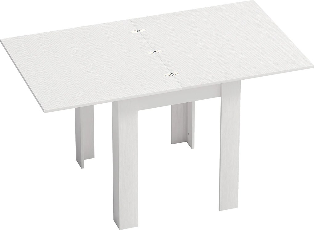 HOMCOM Masă de Dining Extensibilă pentru 4-6 Persoane din PAL și Oțel, 140 x 80 x 77,5 cm, Alb cu Efect de Lemn | Aosom Romania