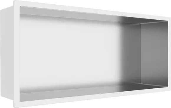 Raft incastrat dreptunghiular Balneo Wall-Box One cu rama 45x20x10 cm inox