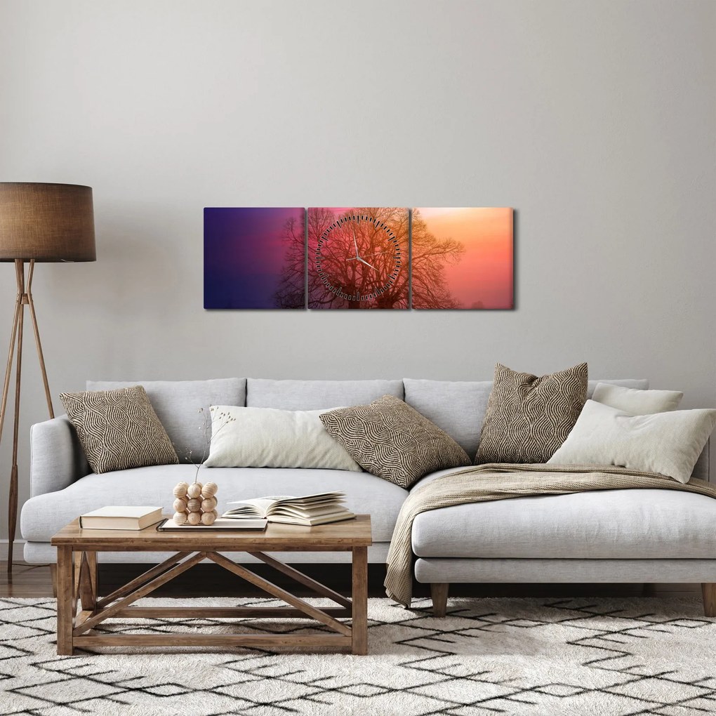 Tabloul pomilor în ceață (cu ceas) (90x30 cm)