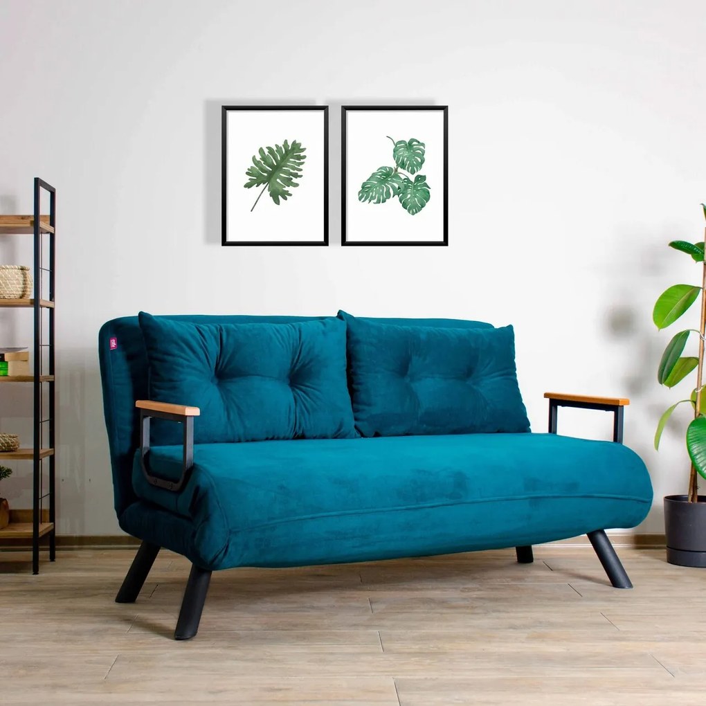 Canapea extensibila 2 locuri, Atelier del Sofa, 859FTN1276, Verde petrol