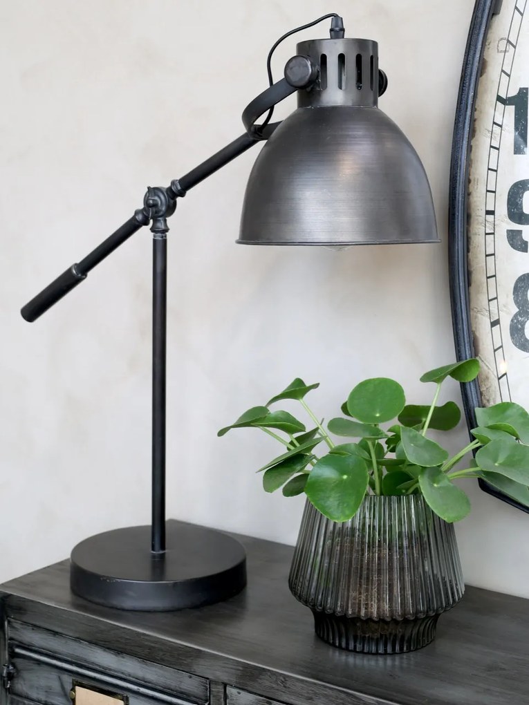 Lampa de masa din metal, finisaj gri antichizat, H60,5 cm, Factory