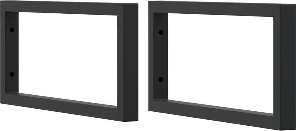 vidaXL Suporturi raft pentru lavoar 2 buc., negru dreptunghiular oțel