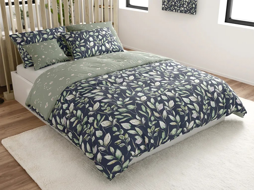 Lenjerie de pat din microfibra SILVANE negru-verde Dimensiune lenjerie de pat: 70 x 90 cm | 140 x 220 cm