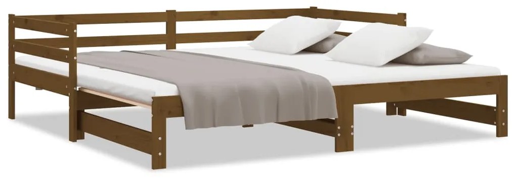 814697 vidaXL Pat de zi extensibil maro miere 2x(80x200) cm lemn masiv de pin