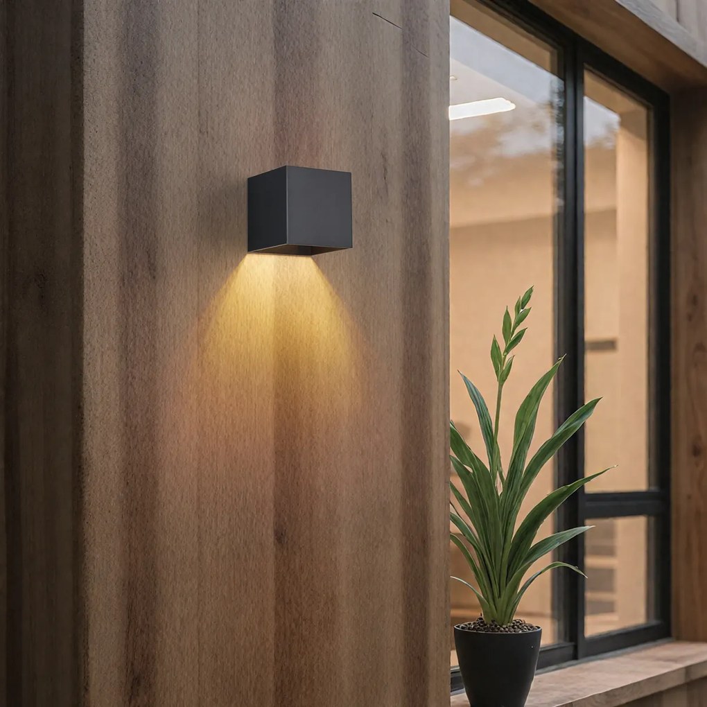 Lampă de perete de exterior neagră cu LED IP65 solar - Charlene