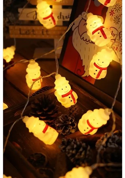 Instalație LED de Crăciun Retlux 20xLED/3xAA/alb cald 3,3m oameni de zăpadă