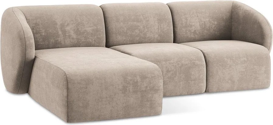 Colțar maro deschis cu tapițerie din chenille (cu colț pe partea stângă/cu șezlong) Lani – Makamii