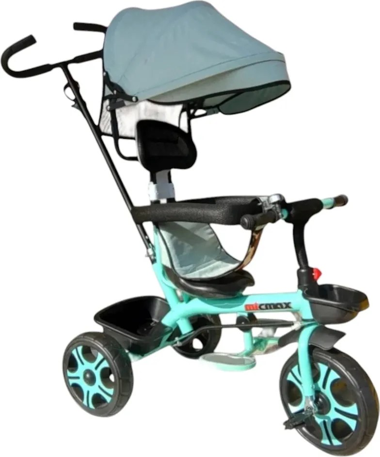 Tricicleta cu copertina detasabila NOVOKIDS™ My first Trike, Roti din spuma cauciucata, Maner de ghidaj pentru parinti, Cadru metalic, Dimensiuni