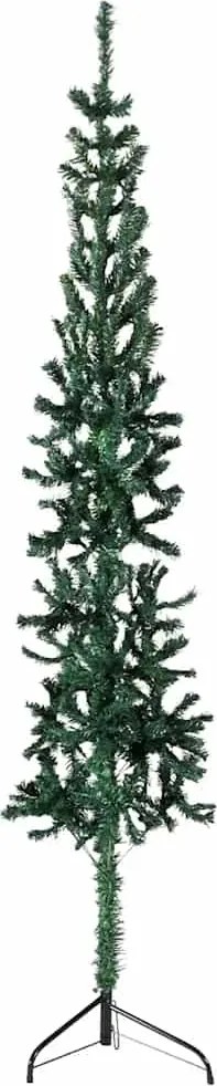 vidaXL Jumătate brad de Crăciun subțire cu suport, verde, 240 cm