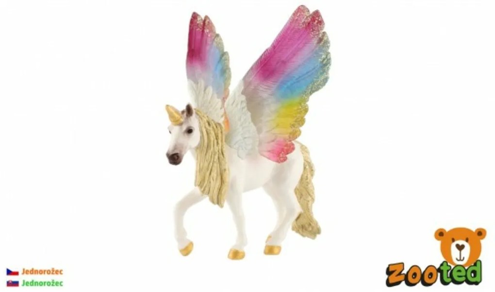 Unicorn cu aripi curcubeu zooted plastic 13cm în pungă