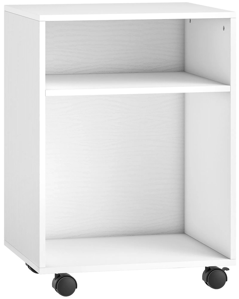 HOMCOM Dulap pentru Imprimantă cu Roți și 2 Rafturi 40x35x55.5 cm, Alb | Aosom Romania