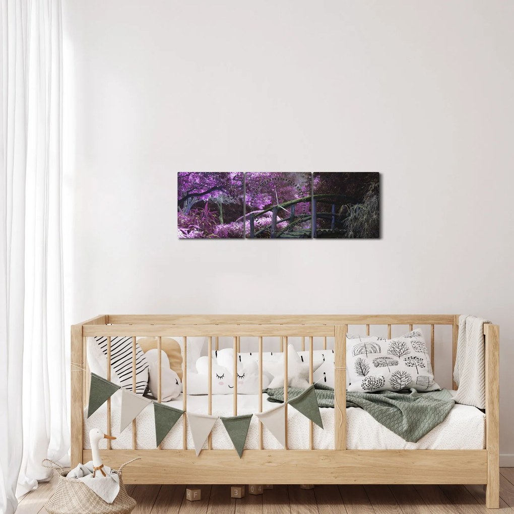 Tablou - copaci violeți (cu ceas) (90x30 cm)