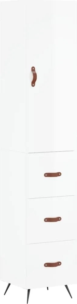 vidaXL Dulap înalt, alb extralucios, 34,5x34x180 cm, lemn prelucrat