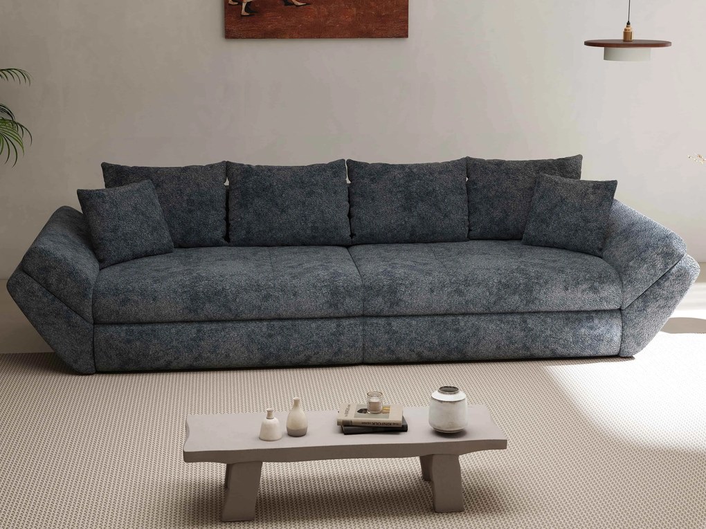 Canapea extensibilă dumonde cu ladă de depozitare si sezut confortabil din spuma high-density, Loana Euphoria Grafit 300x100 cm