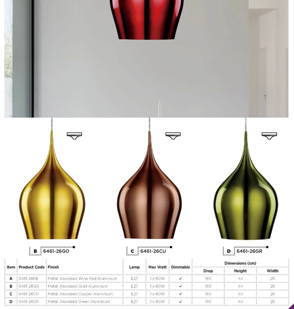 Pendul design modern 26cm Vibrant verde 6461-26GR SRT