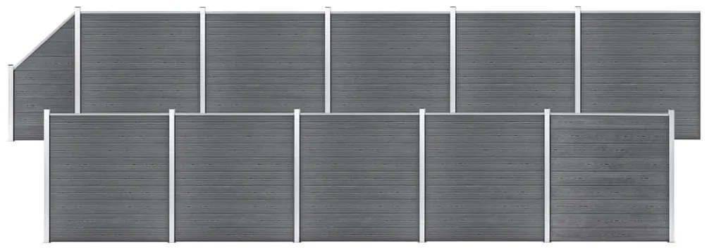 vidaXL Set gard din WPC, 10 buc. pătrate + 1 oblică, 1830x186 cm, gri