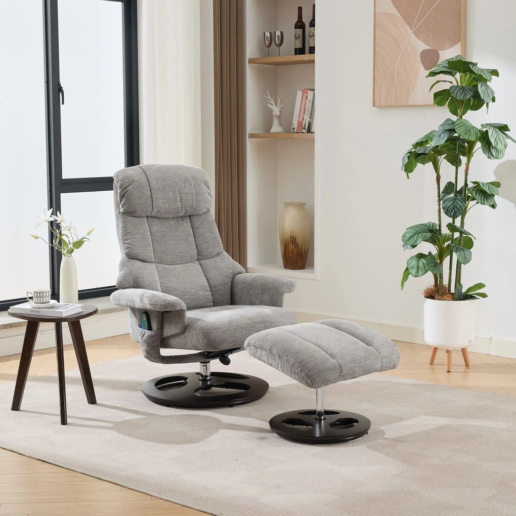 Fotoliu confortabil de relaxare cu funcție de masaj și încălzire, Gri | Aosom Romania