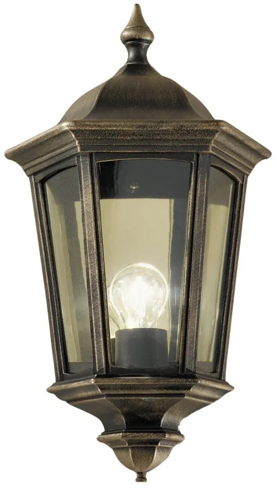 Aplica de perete exterior stil clasic IP43 Puchberg AL 11K/82505 schwarz-gold/rauch OR