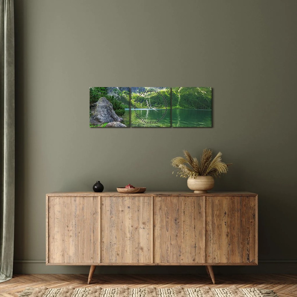 Tablou cu lac în munții Tatra (cu ceas) (90x30 cm)
