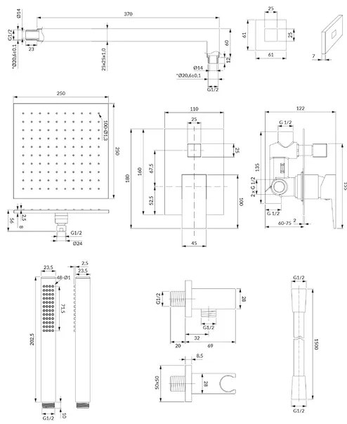 Sistem de dus incastrat Omnires Fresh si para cu 1 functie