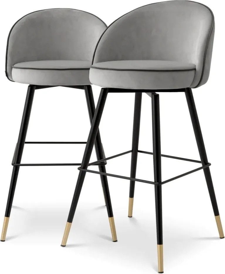 Set de 2 scaune de bar pivotante, design LUX, Bar Stool Cooper gri deschis