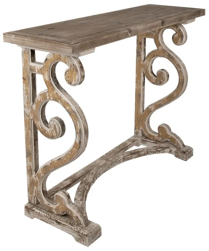 Consola natur, din lemn, aspect vintage, Sculptura