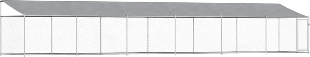 vidaXL Cușcă câini cu acoperiș și ușă, gri, 12x2x2 m, oțel galvanizat