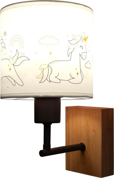 Brilagi - Lampă de perete BOBO WOOD 1xE27/25W/230V stejar/negru/alb/unicorni