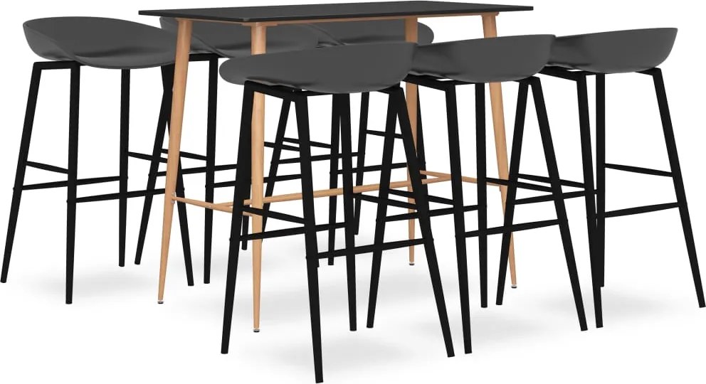vidaXL Set mobilier de bar, 7 piese, negru și gri