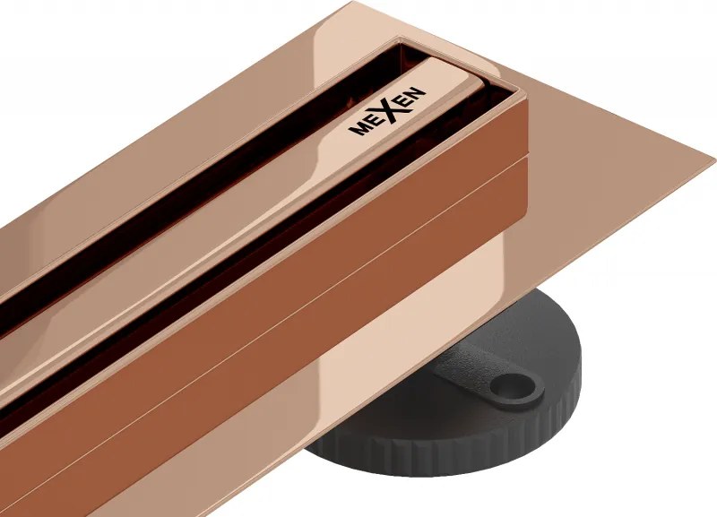 Mexen Flat 360° Slim scurgere liniară rotativă 100 cm, aur roz - 1641100