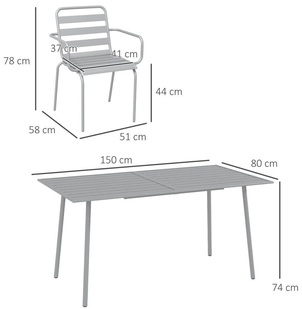 Outsunny Set de Masa de Gradina cu 7 Piese, Masa de Exterior | Aosom Romania