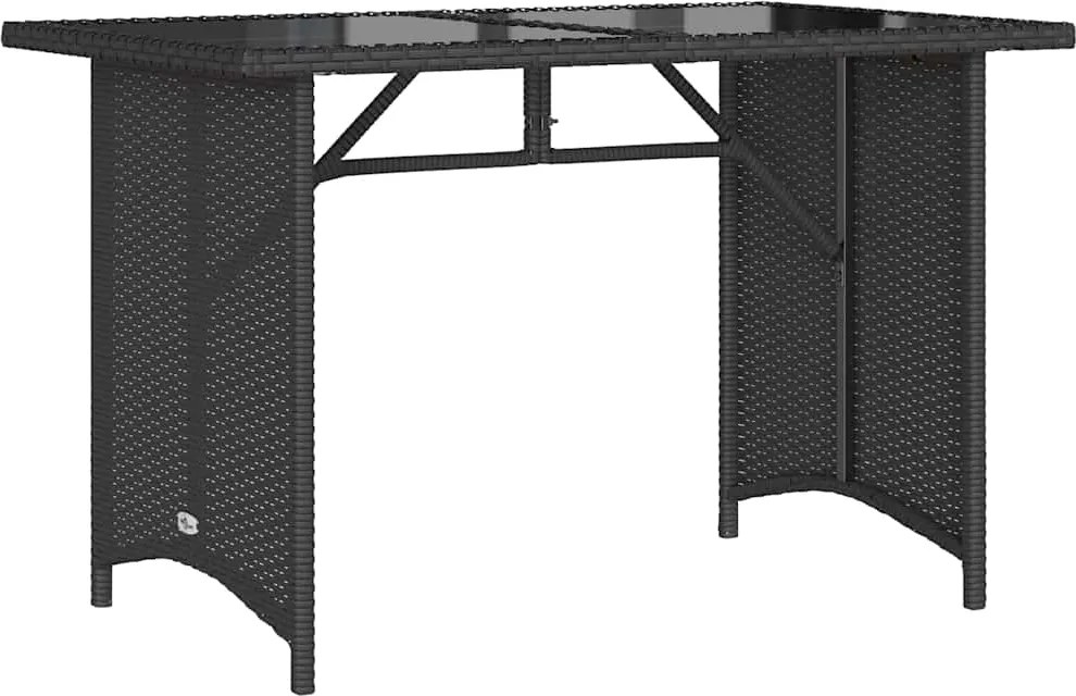vidaXL Masă grădină cu blat din sticlă, negru, 110x68x70 cm, poliratan